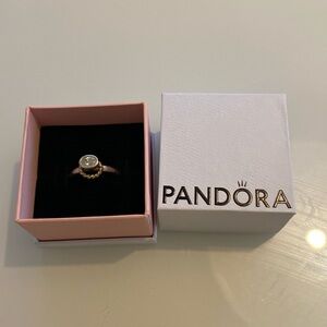 Pandora Sterling Silver & 14K Gold Oval CZ Reminder Halo Ring sz 5